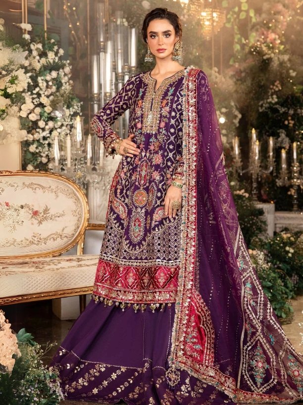 3 Piece Unstitched Embroidered Raw Silk Suit | BD-2903