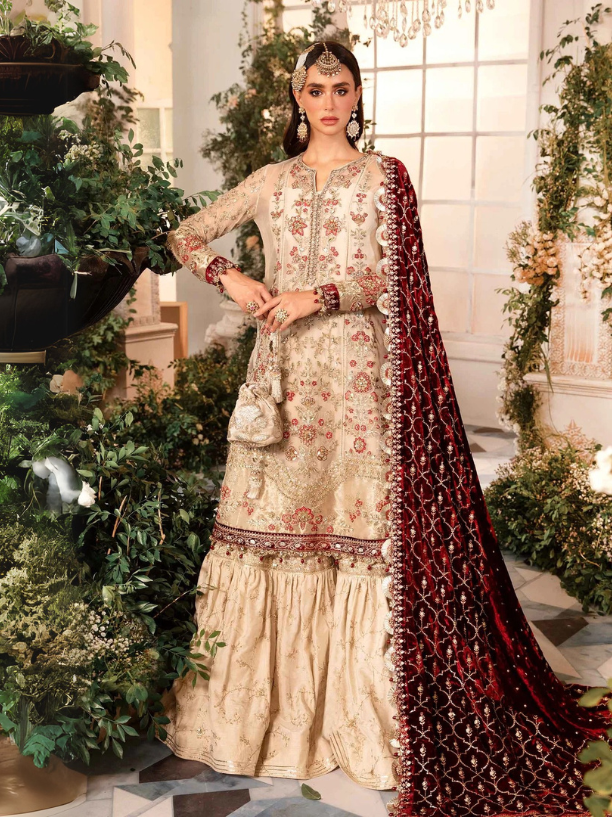 Maria B 3 Piece Unstitched Embroidered Organza Suit | BD-2905