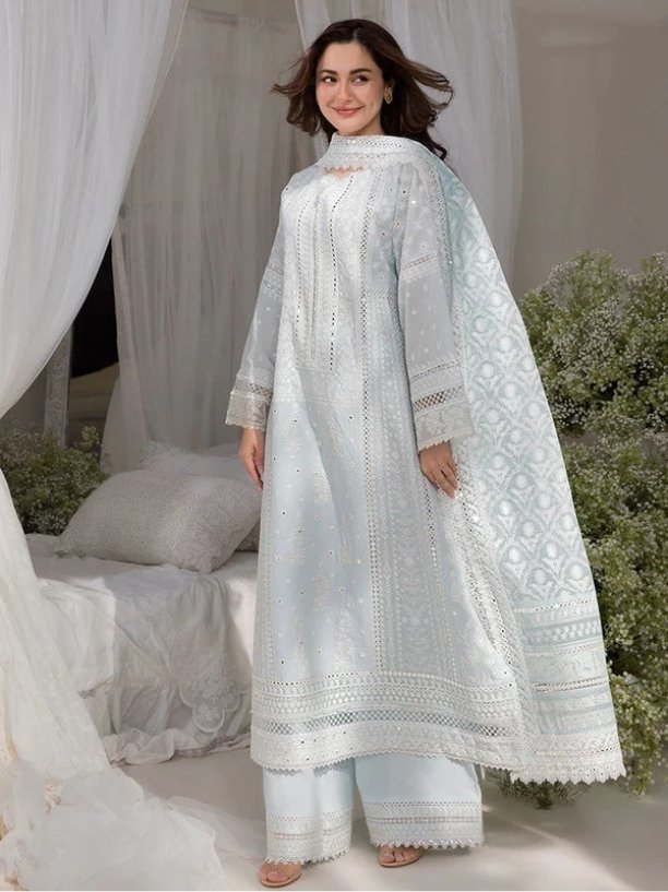 Unstitched in Powder blue by Sobia Nazir - LDX0277